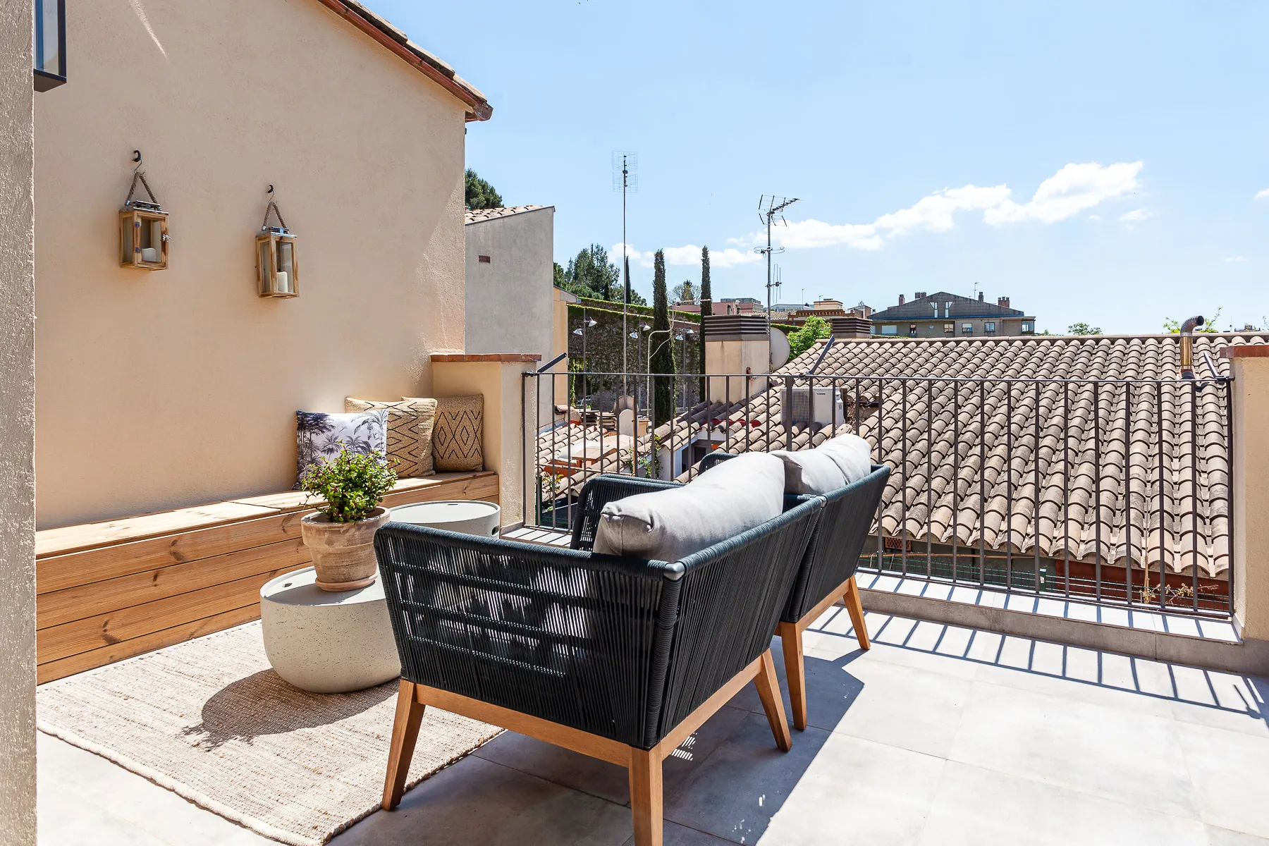 The VeloVern roof terrace looking out over the rooftops of Girona’s old town